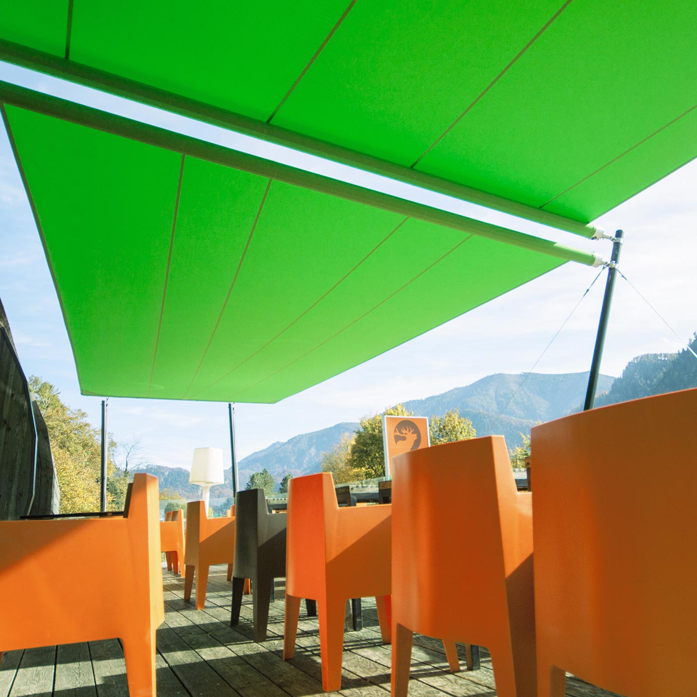 Stufenlos einstellbarer Schatten von 0 bis 110 m².